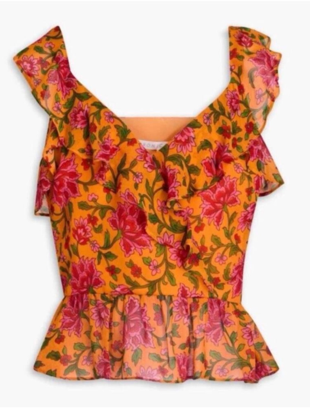 Veronica Beard Randa Top Silk Ruffle Peplum Floral Size 0 NWT - Picture 1 of 14